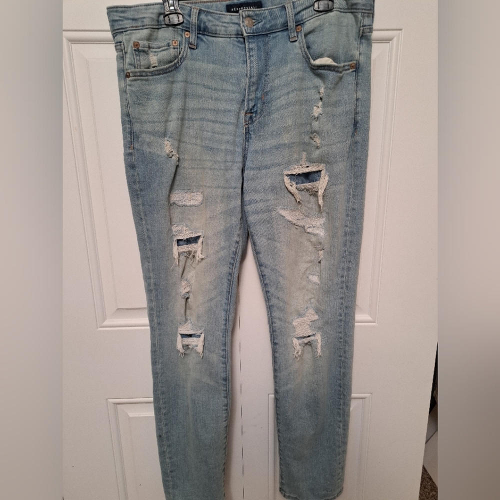 Aeropostale Blue Jeans with Distressed Finish